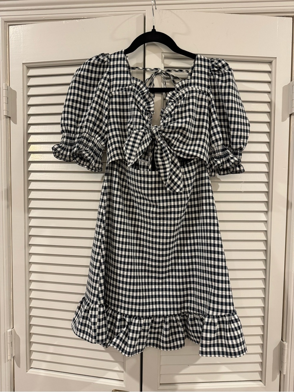 Topshop Black and White Gingham Mini Dress